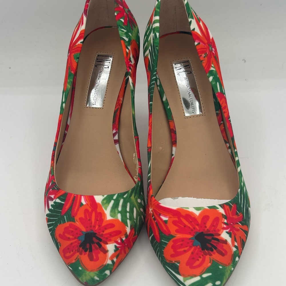 INC International Concepts Red and Green Floral Heels